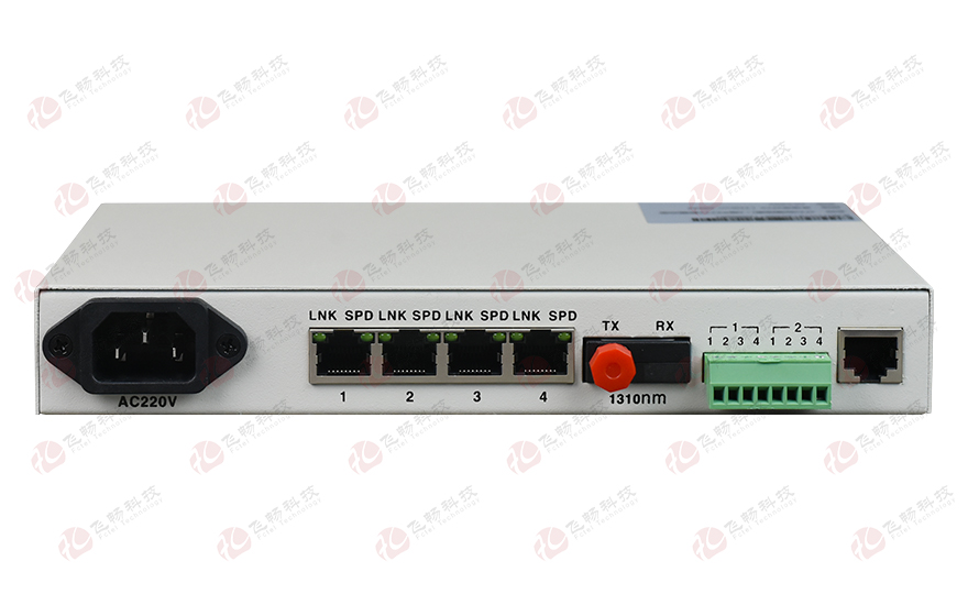 飛暢科技-桌面型4路電話+4千兆以太網+2路串口數(shù)據(jù) 電話光端機