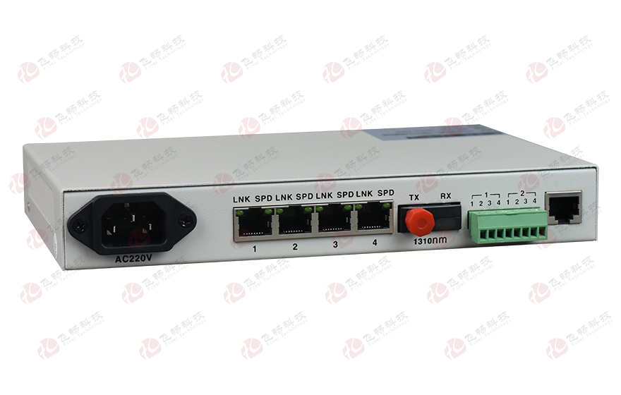 飛暢科技-桌面型4路電話+4千兆以太網+2路串口數(shù)據(jù) 電話光端機